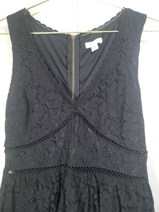 Xhilaration Dresses & Skirts - Xhilaration XS Black Floral Lace Flare Mini Dress Sleeveless Whimsigoth Vamp y2k